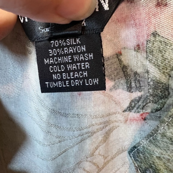 Citron Santa Monica Chrysanthemum Butterfly Silk Blend Button Up Blouse Shirt XL - Picture 5 of 14